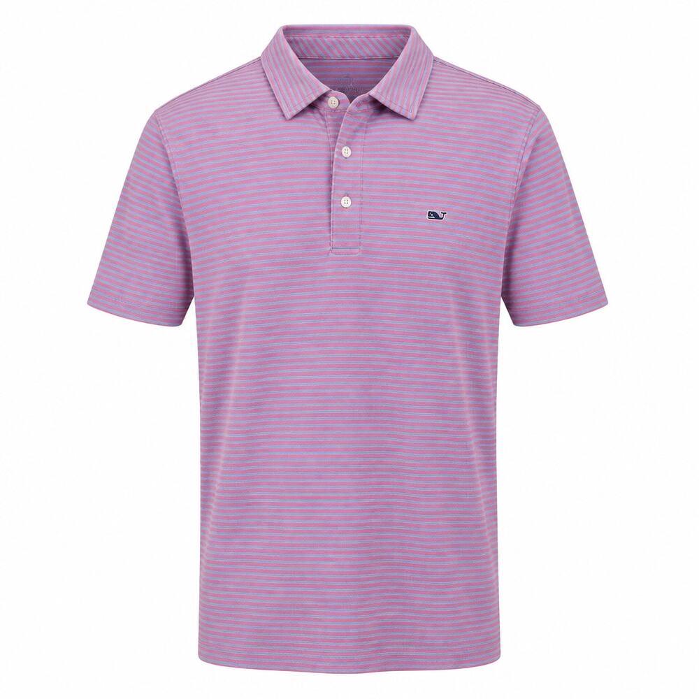 Vineyard Vines Mens XL Kennedy Stripe Sankaty Performance Polo Shirt Pink Blue
